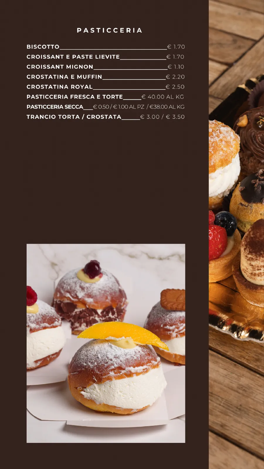 Listino online : MENU L'ARTE DEL CROISSANT ESPRESSO - BAR BISTROT